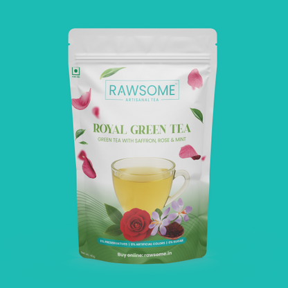Royal Green Tea With Saffron, Rose & Mint - Pouch